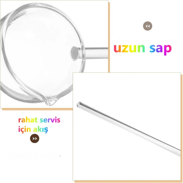 Borosilikat Cam Kepçe Lüks Isıya Dayanıklı Servis Sunum Kaşığı Cam Sos ve Çorba Kepçesi