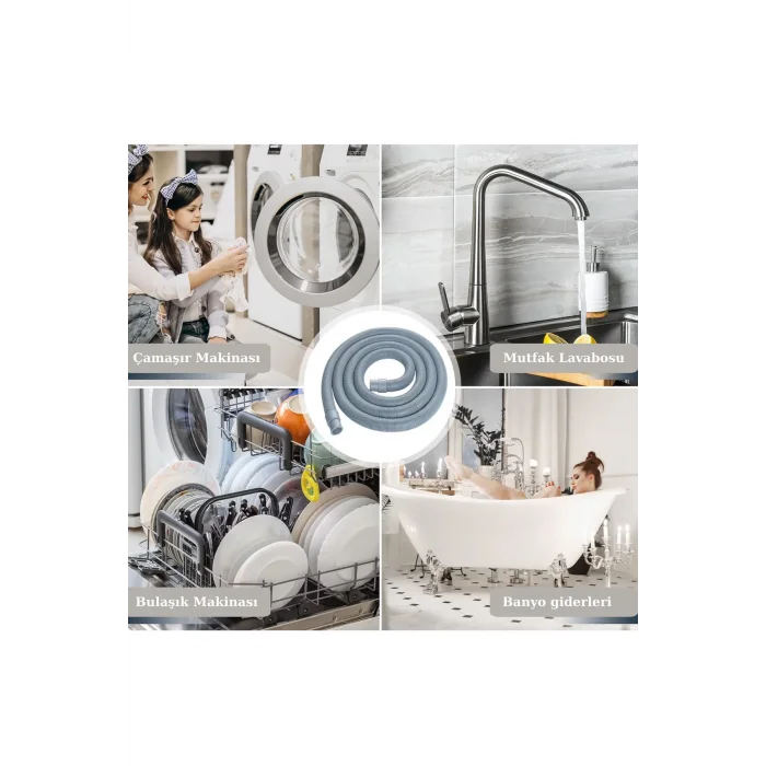 Çamaşır Ve Bulaşık Makinası İçin Körüklü Tahliye Hortumu