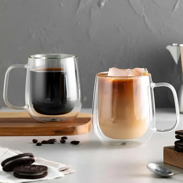 Çift Cidarlı Cam Kupa 250 ml El Yakmayan Bardak