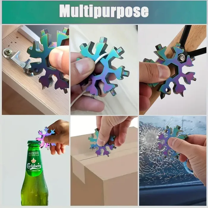 Çok Amaçlı Alyan Tornavida Kar Tanesi Anahtarlık