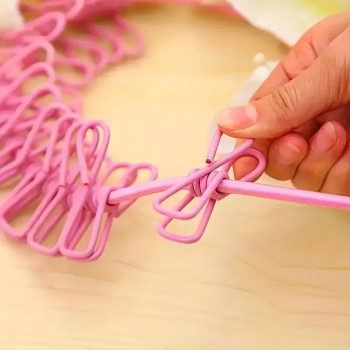 Elastik 12 Mandallı Çamaşır İpi Askılığı