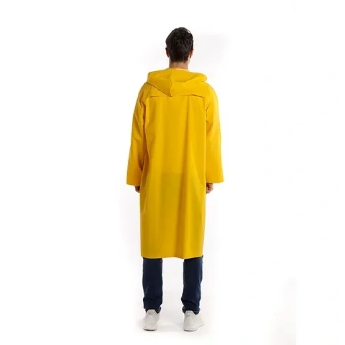 Kalın Yağmurluk Kapuşönlu Çıtçıtlı Dayanıklı Sarı