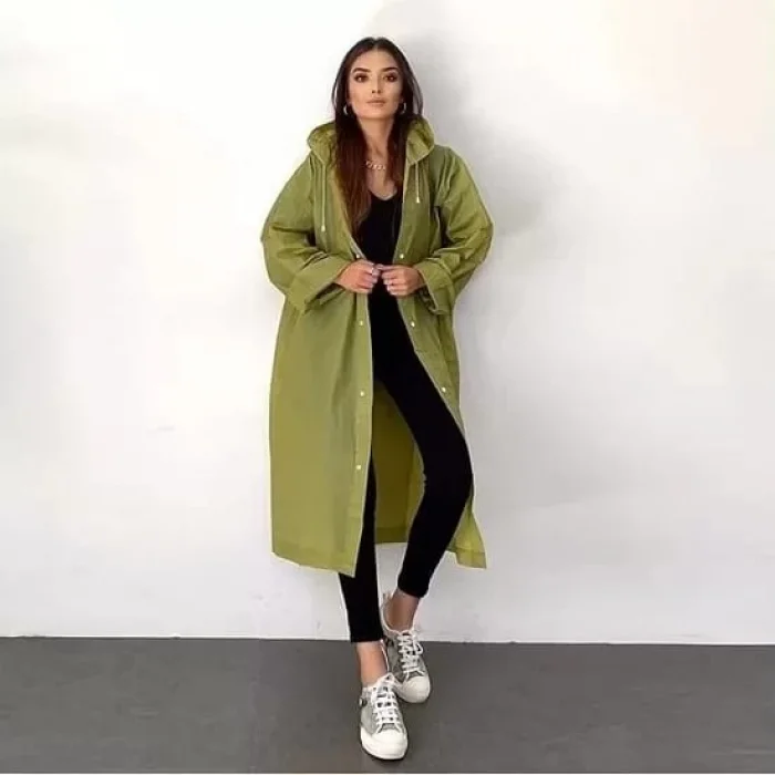 Kalın Yağmurluk Kapuşönlu Çıtçıtlı Dayanıklı Haki