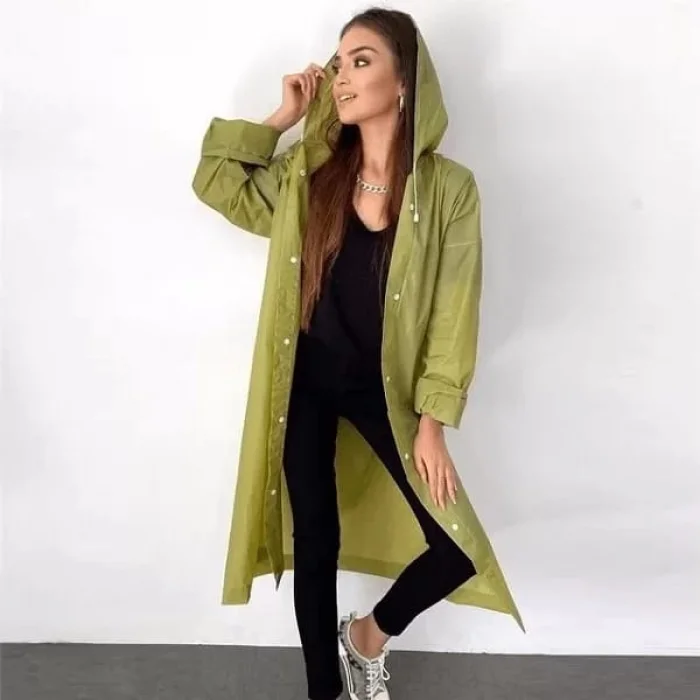 Kalın Yağmurluk Kapuşönlu Çıtçıtlı Dayanıklı Haki