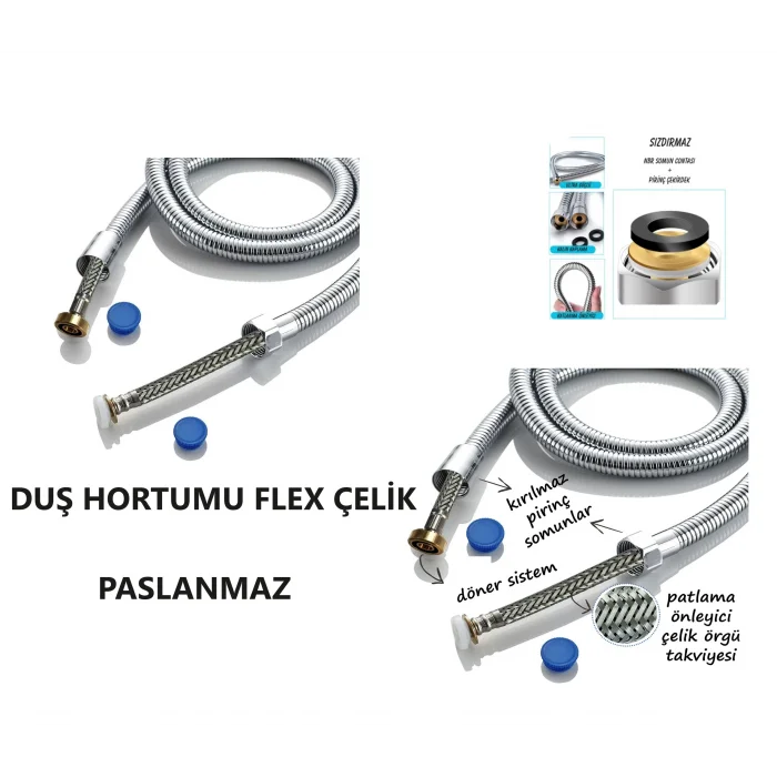 Patlamayan Duş Hortumu Çelik 2 Yıl Garantili