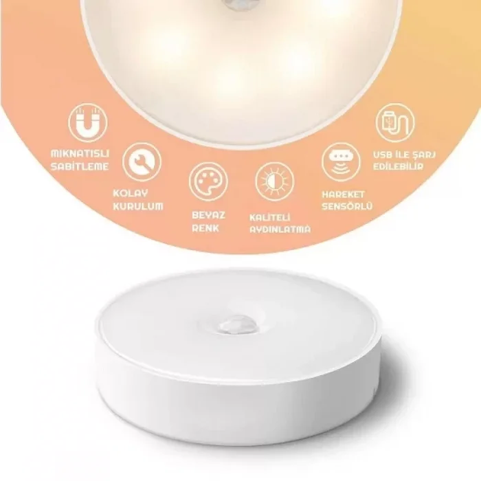 Hareket Sensörlü Şarjlı Yapışkanlı Aydınlatma