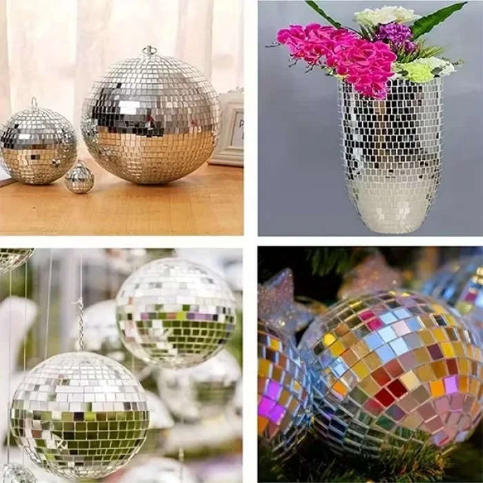 Kendinden Yapışkanlı Aynalı Mozaik Taşlı Dekor Bandı Disko Taşları 1 Metre Gümüş Renk