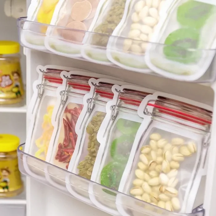 4 Adet Kavanoz Görünümlü Gıda Saklama Poşeti Büyük Boy