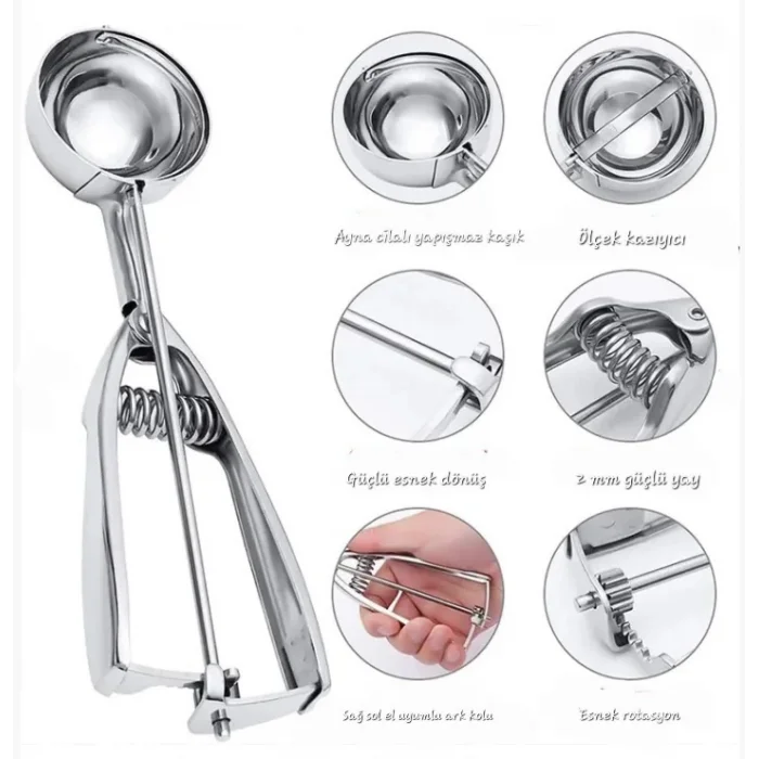 Metal Dondurma ve Helva Servis Kepçesi