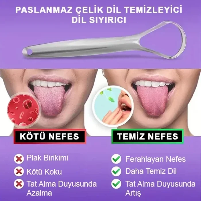 Paslanmaz Çelik Dil Temizleyici Dil Sıyırıcı