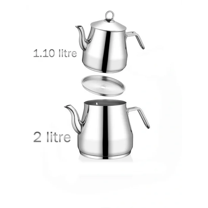 Piramit Elit Orta Boy Metal Kulplu Çaydanlık