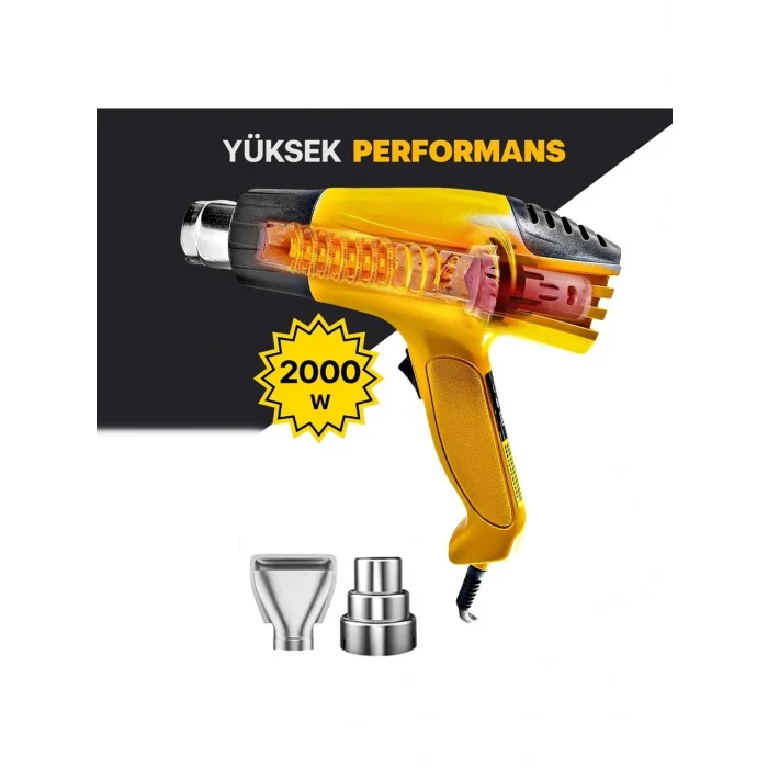 Sıcak Hava Üfleme Tabancası Profesyonel Bakır Sargılı 2 Kademeli Isı Ayarlı