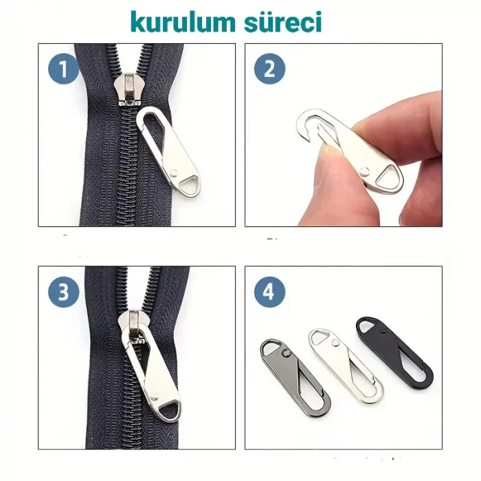 Takılabilir Fermuar Başlığı Metal 1Adet