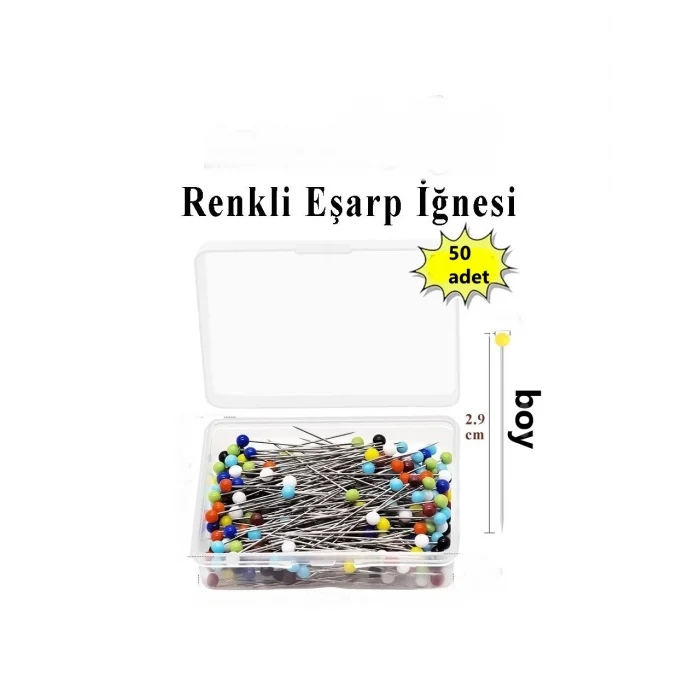 Toplu iğneler Renkli 50 adet paslanmaz çelik toplu iğne, dikiş, el işi takı aksesuarı