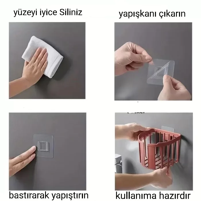 Yapışkanlı Çok Amaçlı Tuvalet Kağıdı Tutucu Beyaz Renk