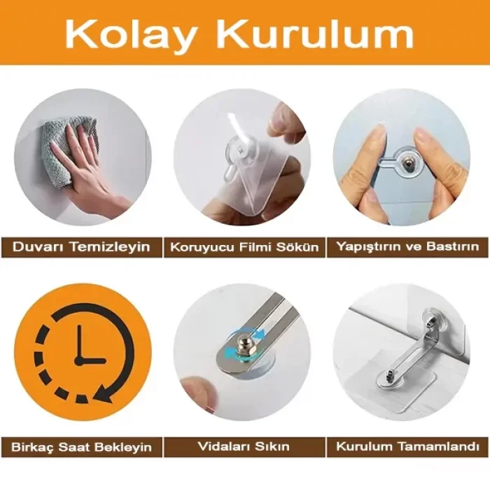 Yapışkanlı Demir Kilitli Eşya Sabitleme Güvenlik Aparatı 1 Set