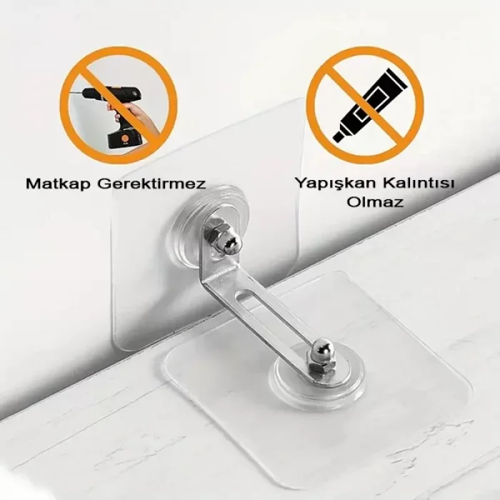 Yapışkanlı Demir Kilitli Eşya Sabitleme Güvenlik Aparatı 1 Set