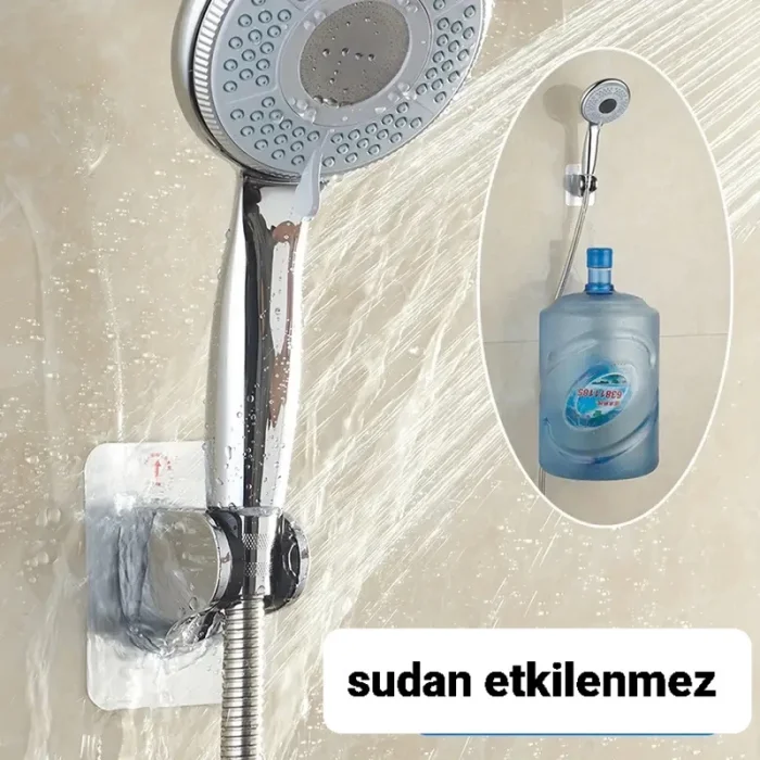 Yapışkanlı Duş Başlığı Tutucu Siyah Renk