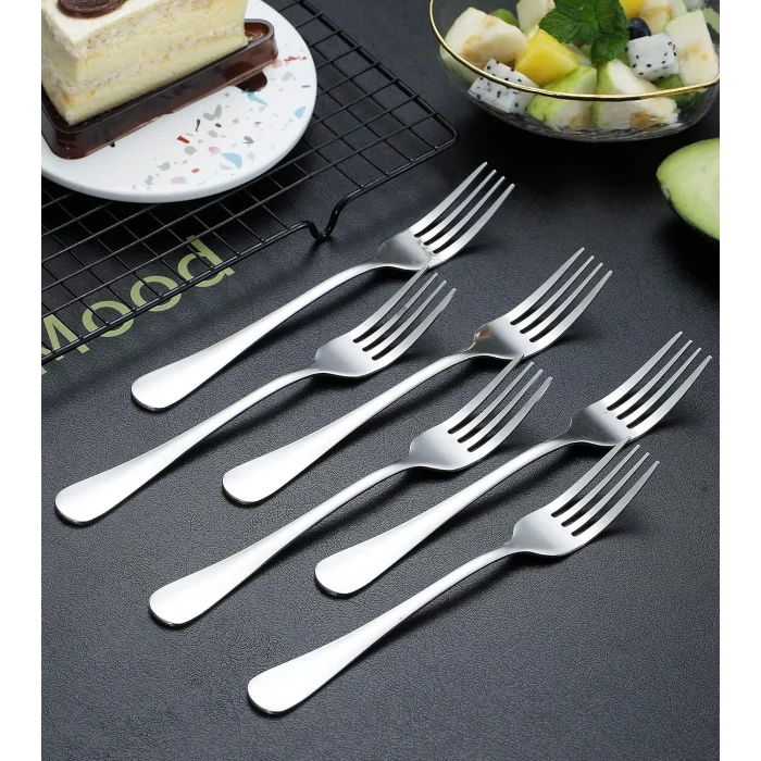 Yemek Çatalı 6 Parça, Paslanmaz Çelik Çatal Gümüş, 6lı Masa Çatal Seti