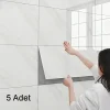 5 Adet Beyaz Mermer Desenli Alüminyum Duvar Köpük Sticker 60 x 30 Cm