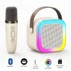 K12 Kablosuz Bluetooth Hoparlör Karaoke Mikrofon 5 Ses Efektli Rgb Ses Bombası Usb Sd FM Radyo