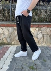 Bol Kalıp Siyah Keten Pantolon