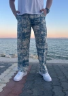 Dijital Baskı Mavi Renk Pantolon