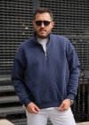 Lacivert Yarım Fermuarlı Sweatshirt