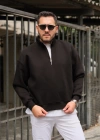 Siyah Yarım Fermuarlı Sweatshirt