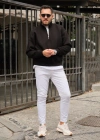 Siyah Yarım Fermuarlı Sweatshirt