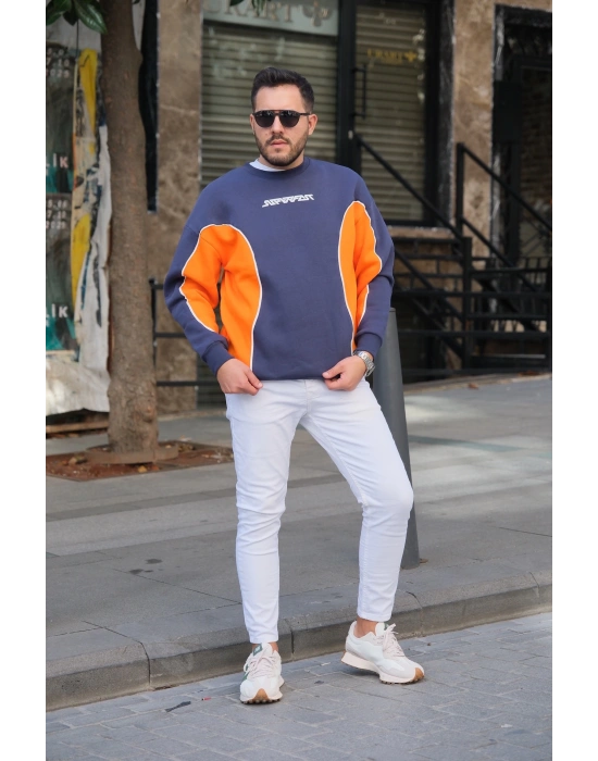 Lacivert Super Fast Parçalı Sweatshirt