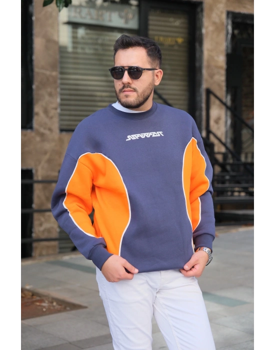 Lacivert Super Fast Parçalı Sweatshirt