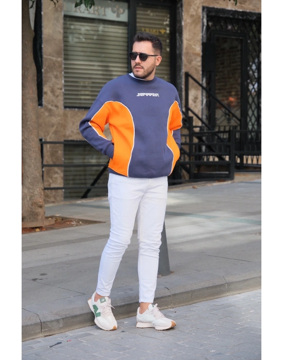 Lacivert Super Fast Parçalı Sweatshirt