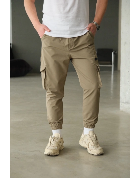Haki Paça Lastikli Kargo Pantolon