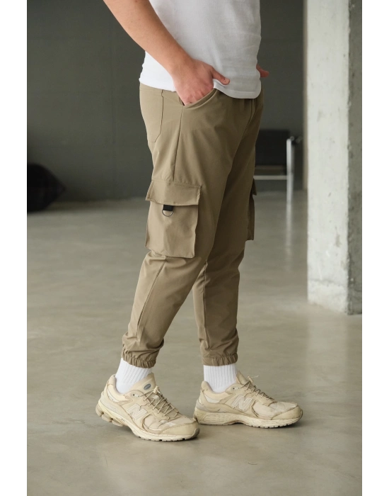 Haki Paça Lastikli Kargo Pantolon