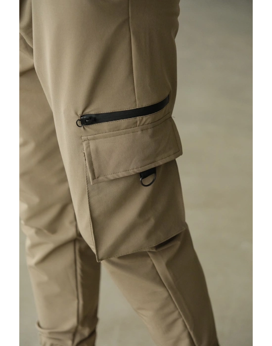 Haki Paça Lastikli Kargo Pantolon