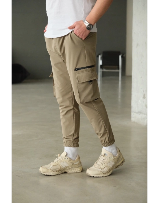 Haki Paça Lastikli Kargo Pantolon