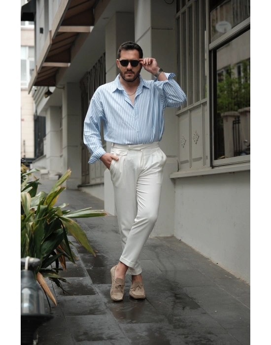 Çizgili Mavi Gömlek