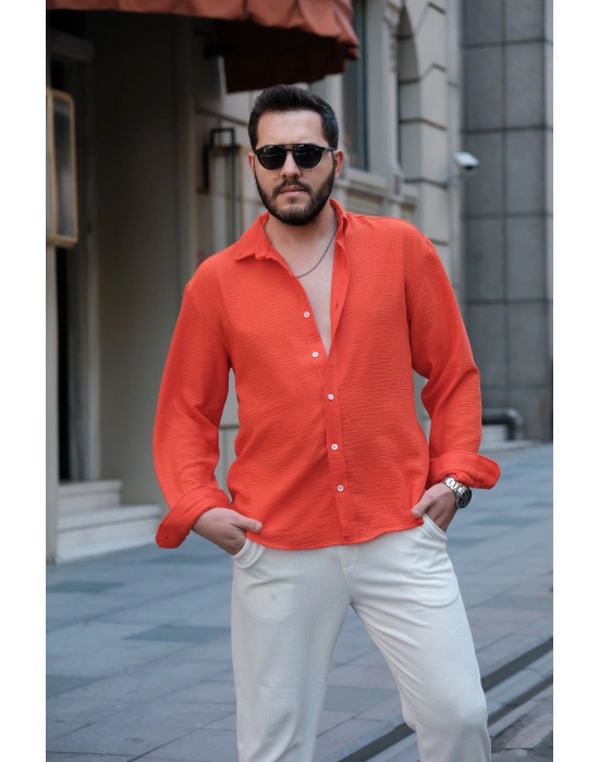 Dokulu Oversize Kırmızı Gömlek