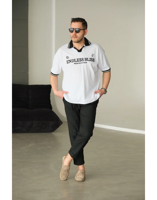 Endlees Beyaz Polo Yaka T-Shirt