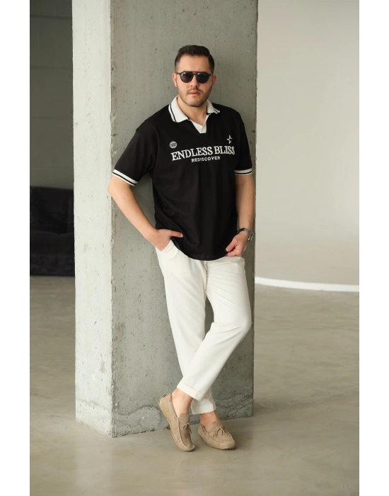 Endlees Siyah Polo Yaka T-Shirt