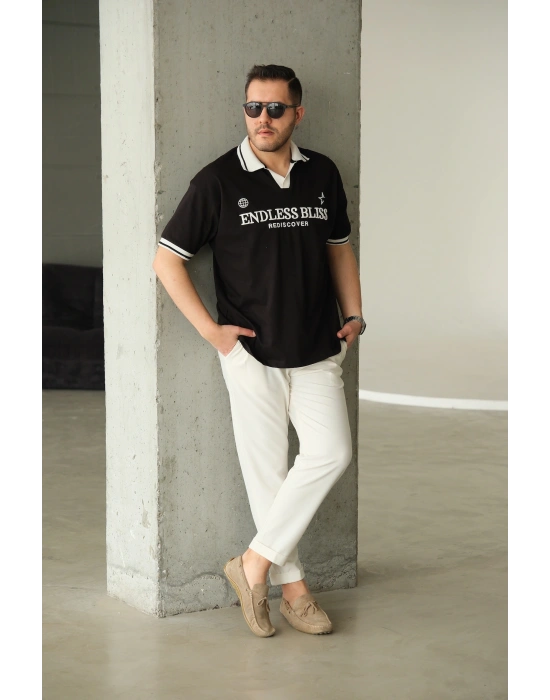 Endlees Siyah Polo Yaka T-Shirt