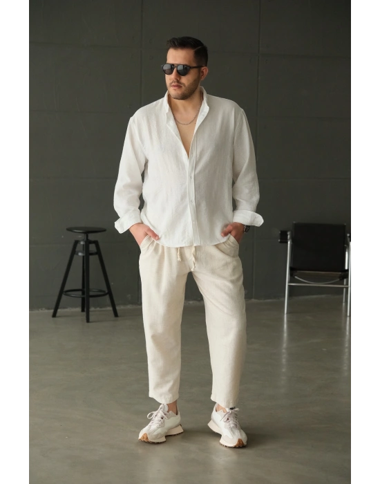 Fresh Beyaz Keten Gömlek