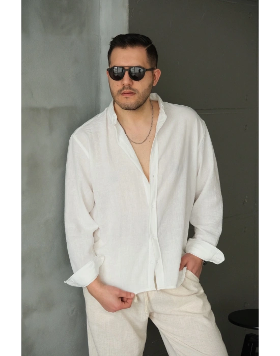 Fresh Beyaz Keten Gömlek