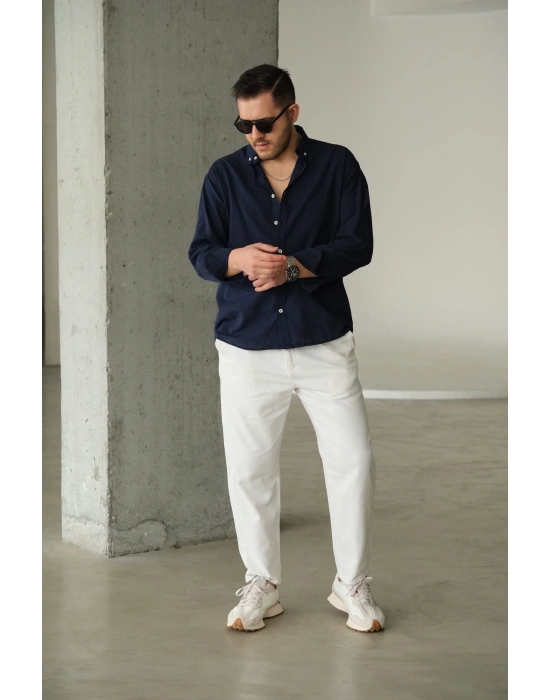 Fresh Lacivert Keten Gömlek