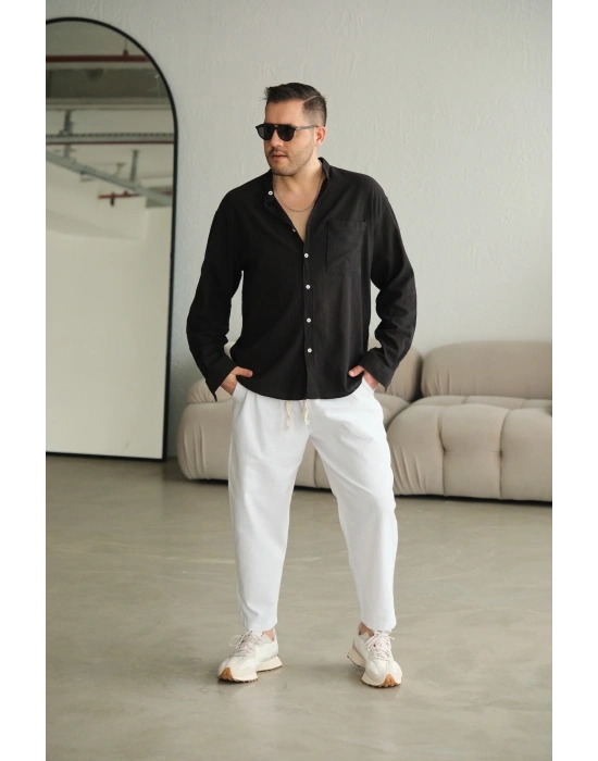 Hakim Yaka Siyah Gömlek