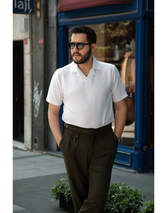 Polo Yaka Beyaz T-Shirt