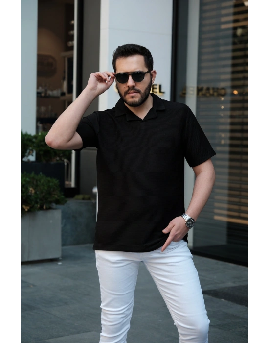 Polo Yaka Siyah T-Shirt