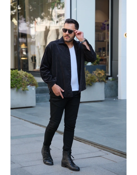 Siyah Kadife Gömlek