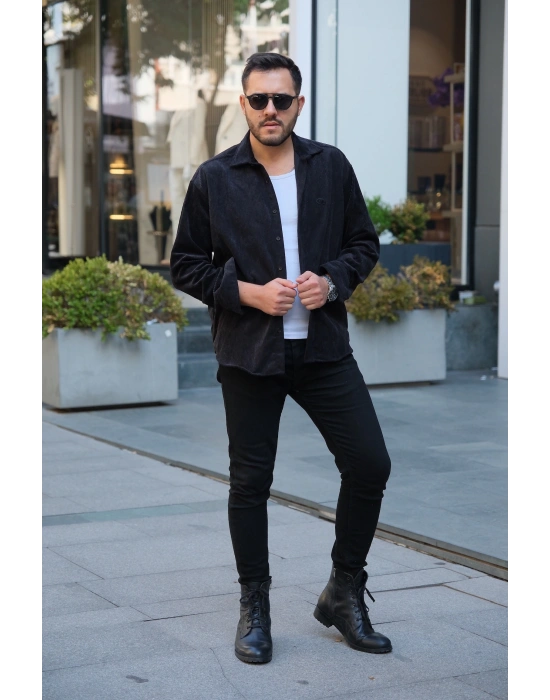 Siyah Kadife Gömlek